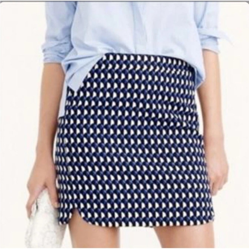 J. Crew Jet Set Geo Mini Skirt Size 2 Blue, Black and White